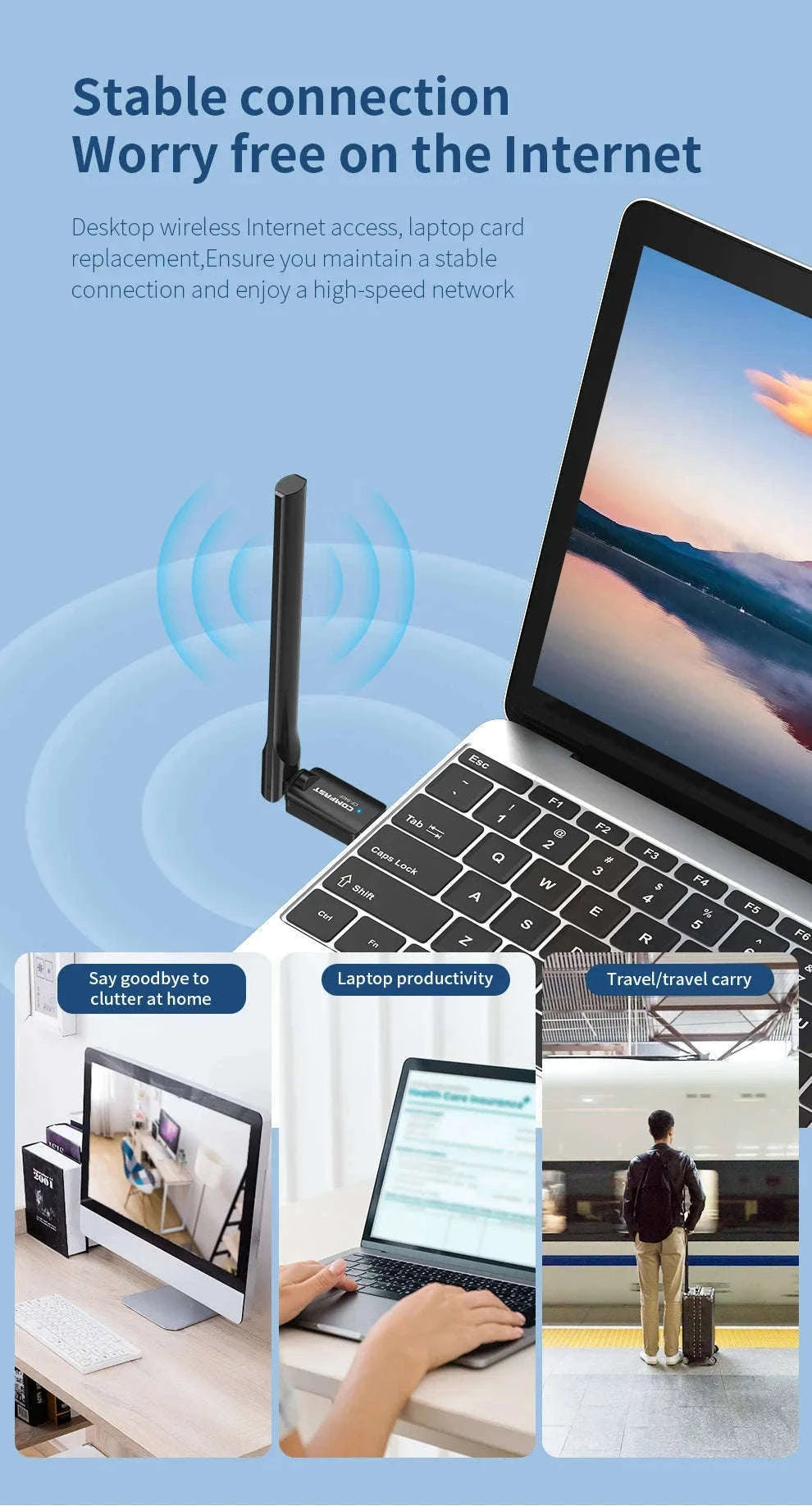 AX300 WiFi 6 USB Adapter for Faster, More Stable Internet-Default Title