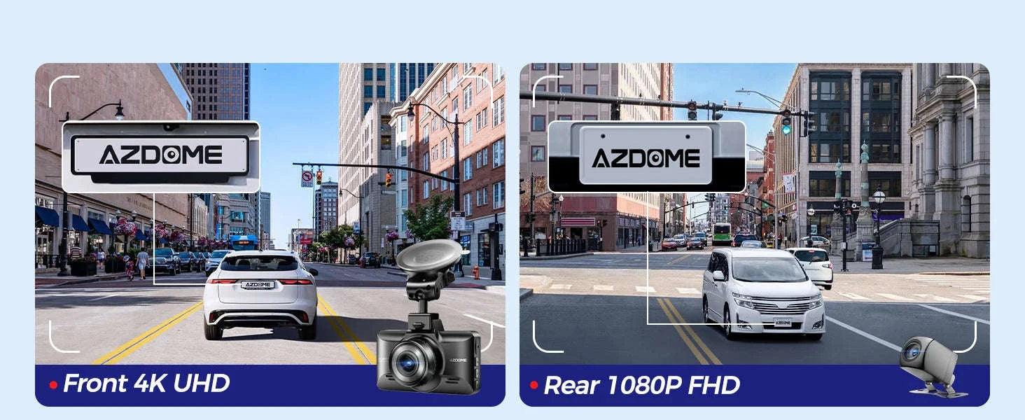 AZDOME 4K Dual Dash Cam with 3" Screen and Rear Camera-M01 Pro Front n Rear / United States / AZDOME Card 64GB