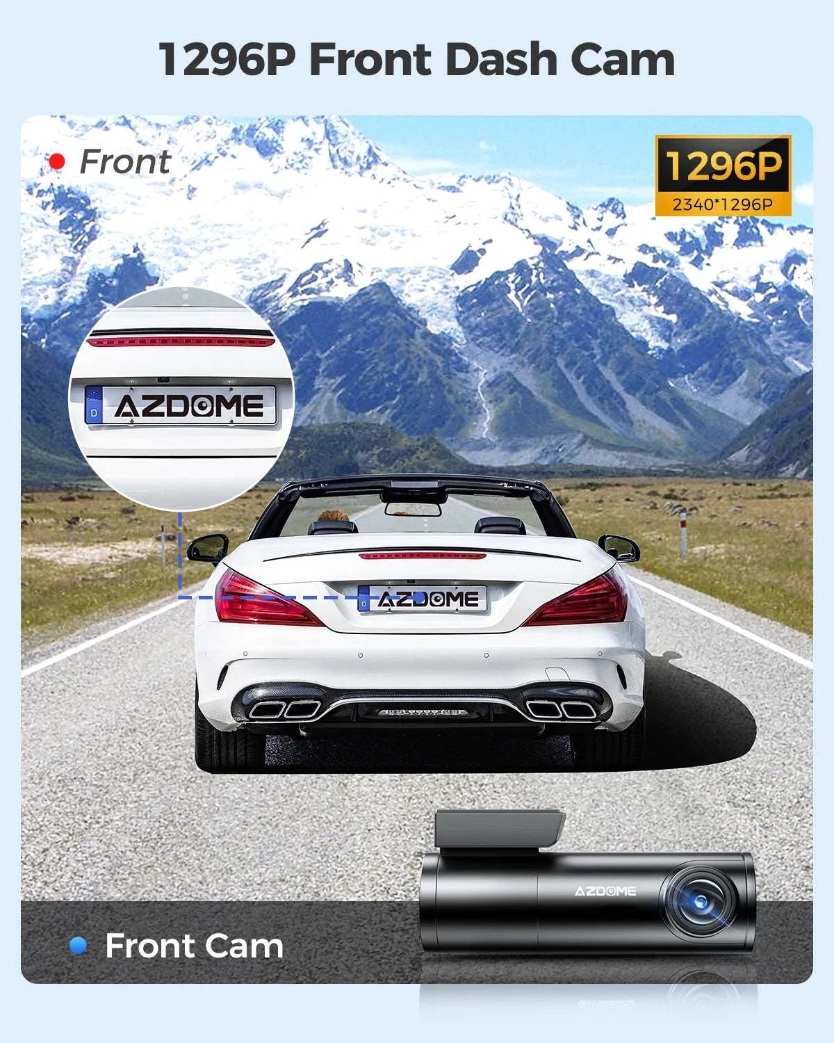 AZDOME M300 1296P Dash Cam with WiFi, Voice Control & Parking Mode-M300 Standard / United States / None