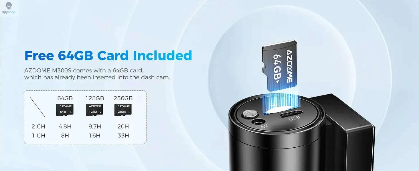 AZDOME M300S 4K Dash Cam – Dual-Channel Recording with GPS and WiFi-M300S Standard List / Saudi Arabia / Free 64GB TF Card