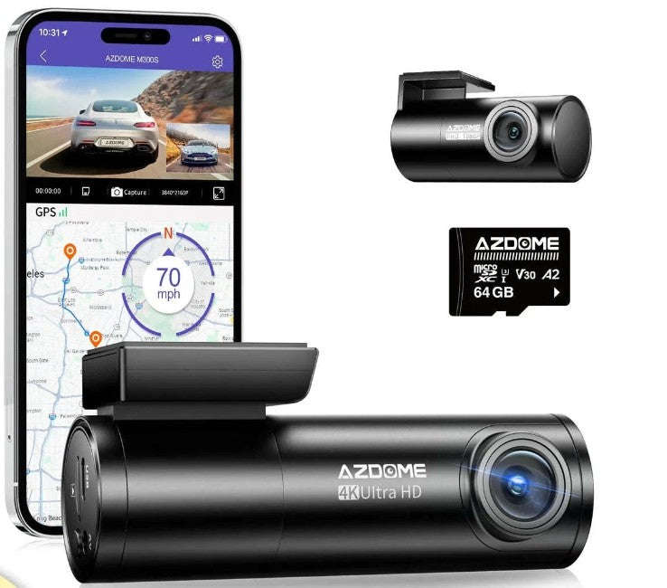 AZDOME M300S 4K Front and Rear Dash Cam with WiFi GPS-M300S Standard List / United Kingdom / Free 64GB TF Card