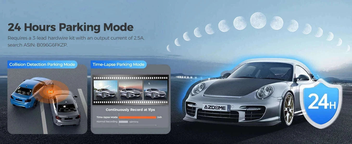 AZDOME M550 Pro 3-Channel Dash Cam with GPS & WiFi-M550 Pro (3CH) / Free 64G TF