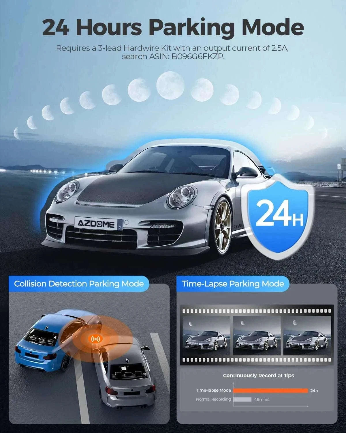 AZDOME M550 Pro 3-Channel Dash Cam with GPS & WiFi-M550 Pro (3CH) / Free 64G TF