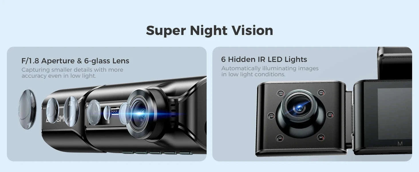 AZDOME M550 Pro Dash Cam 3‑Channel with GPS & WiFi-M550 Pro (3CH) / Free 64G TF