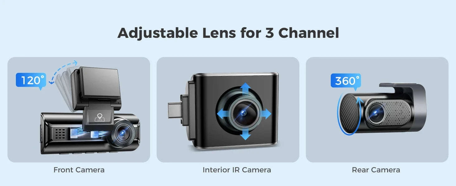 AZDOME M550 Pro Dash Cam 3‑Channel with GPS & WiFi-M550 Pro (3CH) / Free 64G TF