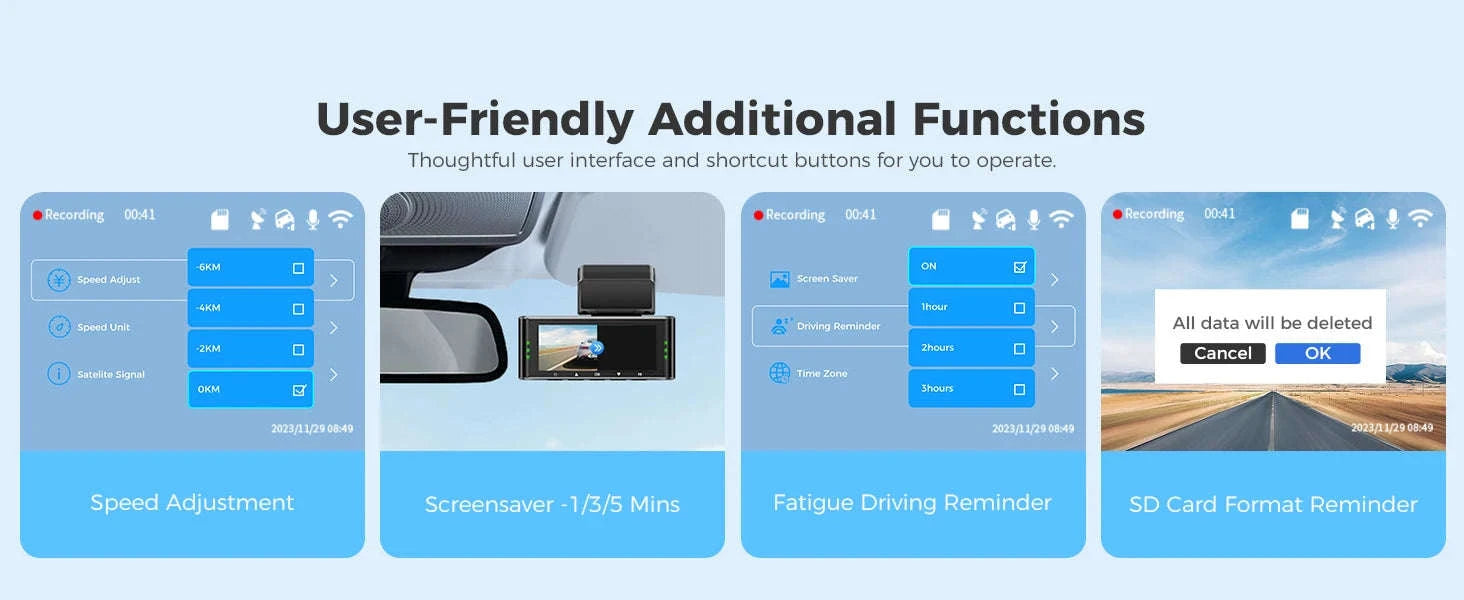 AZDOME M550 Pro Dash Cam 3‑Channel with GPS & WiFi-M550 Pro (3CH) / Free 64G TF