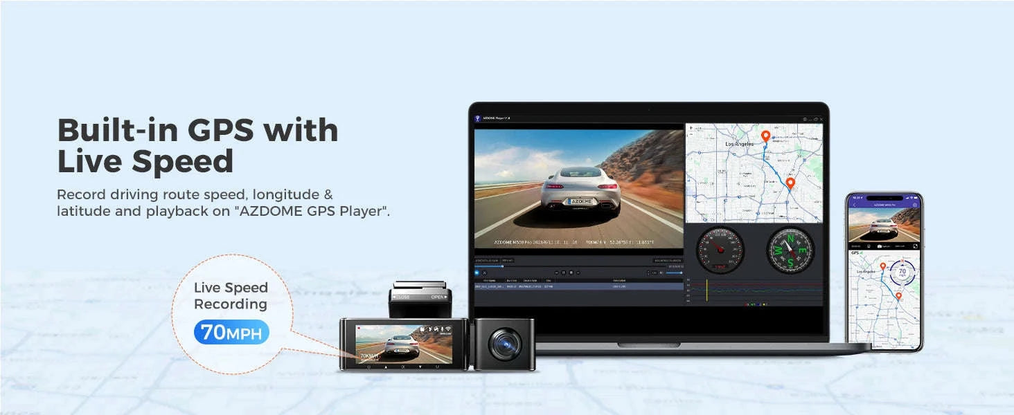AZDOME M550 Pro Dash Cam 3‑Channel with GPS & WiFi-M550 Pro (3CH) / Free 64G TF