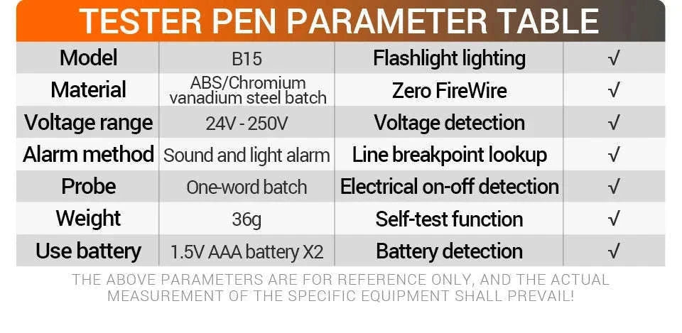 B15 Induction Test Pen for Quick Non-Contact Voltage Checks-Black