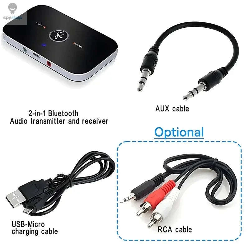 B6 Bluetooth Audio Transmitter Receiver – 2‑in‑1 Wireless Adapter for Car, TV & PC-With RCA Cable