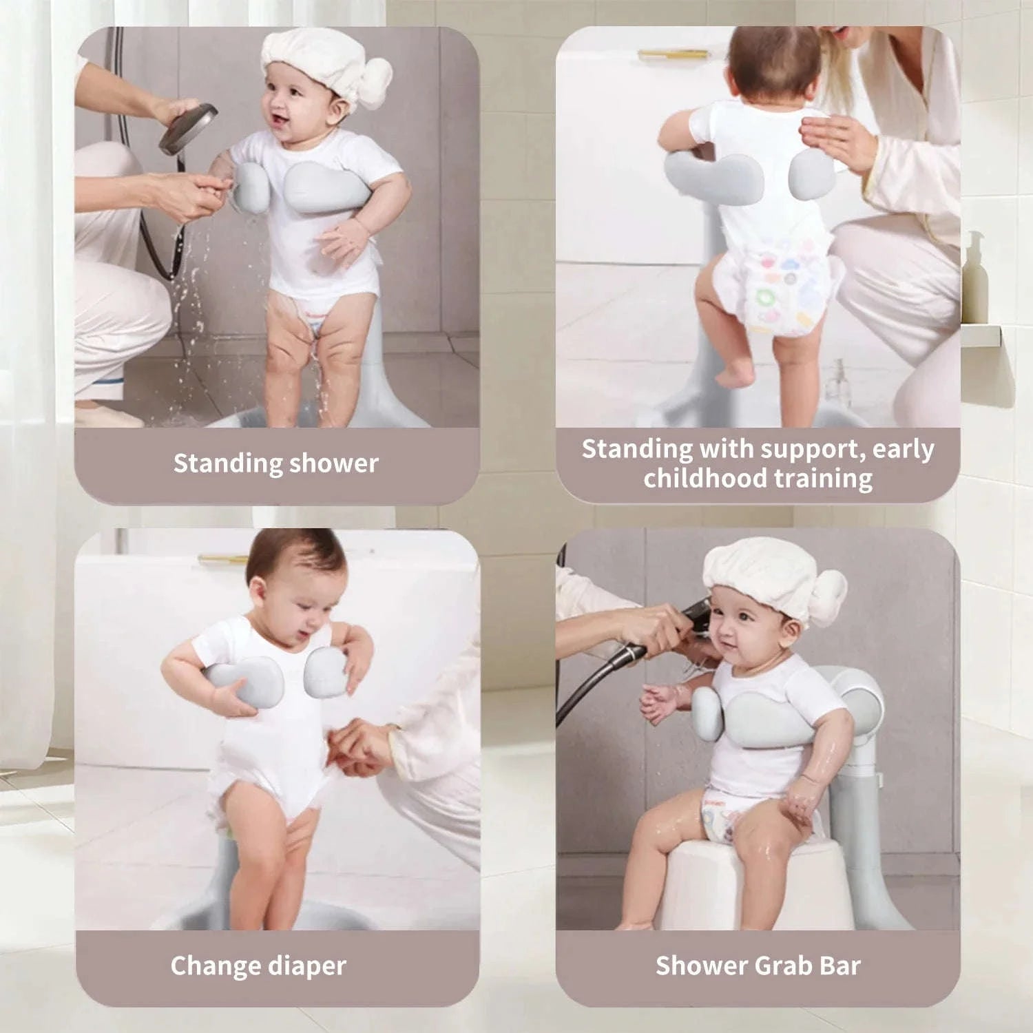 Baby Bath Stand with Adjustable Support and Non‑Slip Base-Poland / WHITE