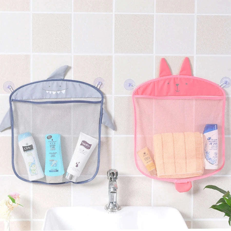 Baby Bath Toy Storage Bag with Cute Bear Design-pink