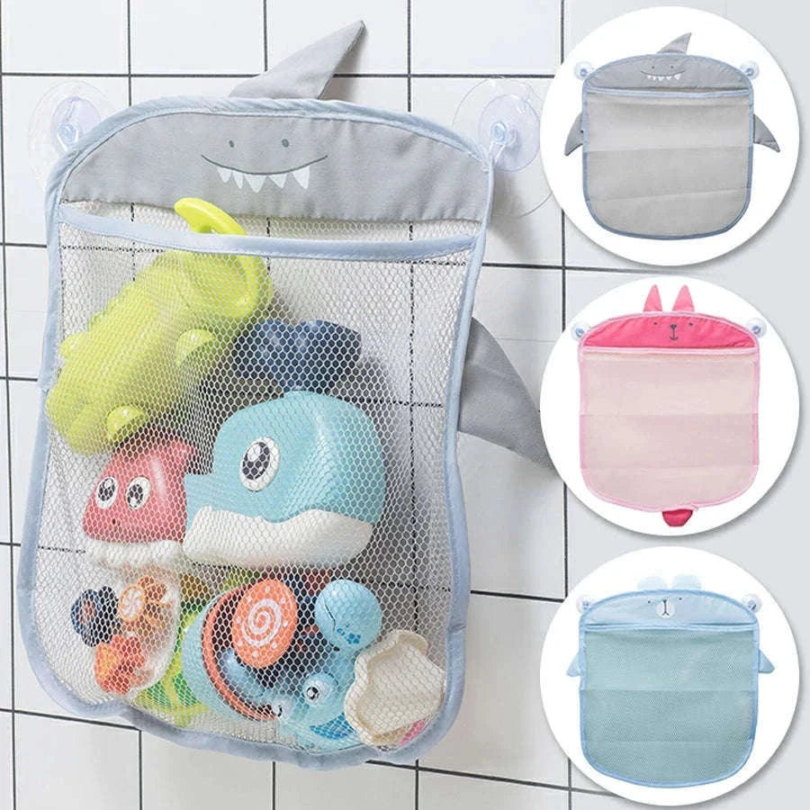 Baby Bath Toy Storage Bag with Cute Bear Design-pink