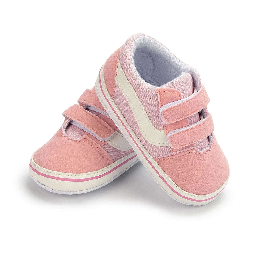 Baby Canvas Sneakers with Classic Stripes-Black / 7-12 months