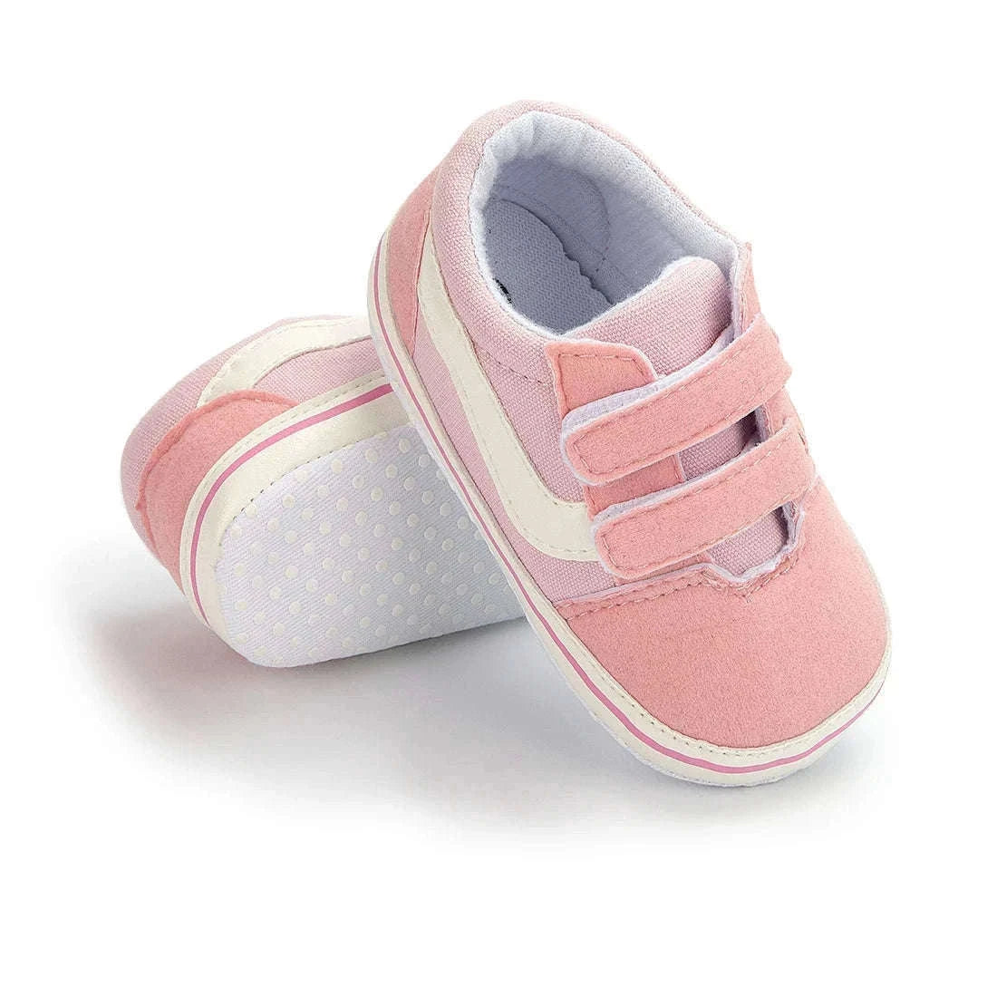 Baby Canvas Sneakers with Classic Stripes-Black / 7-12 months