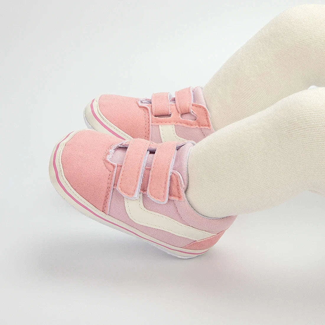 Baby Canvas Sneakers with Classic Stripes-Black / 7-12 months