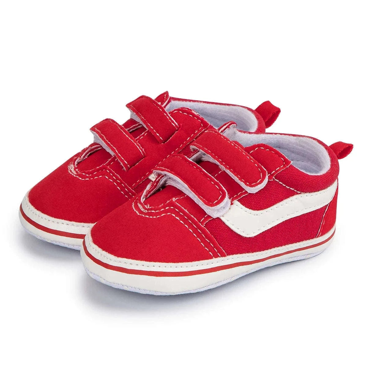 Baby Canvas Sneakers with Classic Stripes-Black / 7-12 months