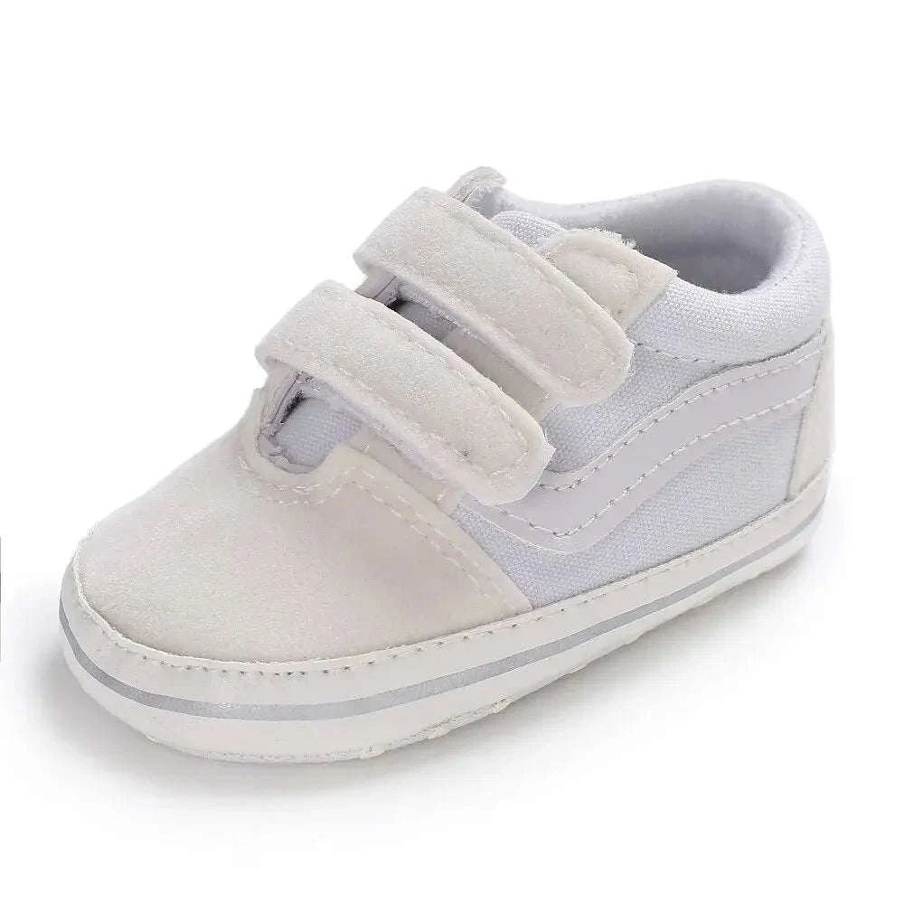 Baby Canvas Sneakers with Classic Stripes-Black / 7-12 months