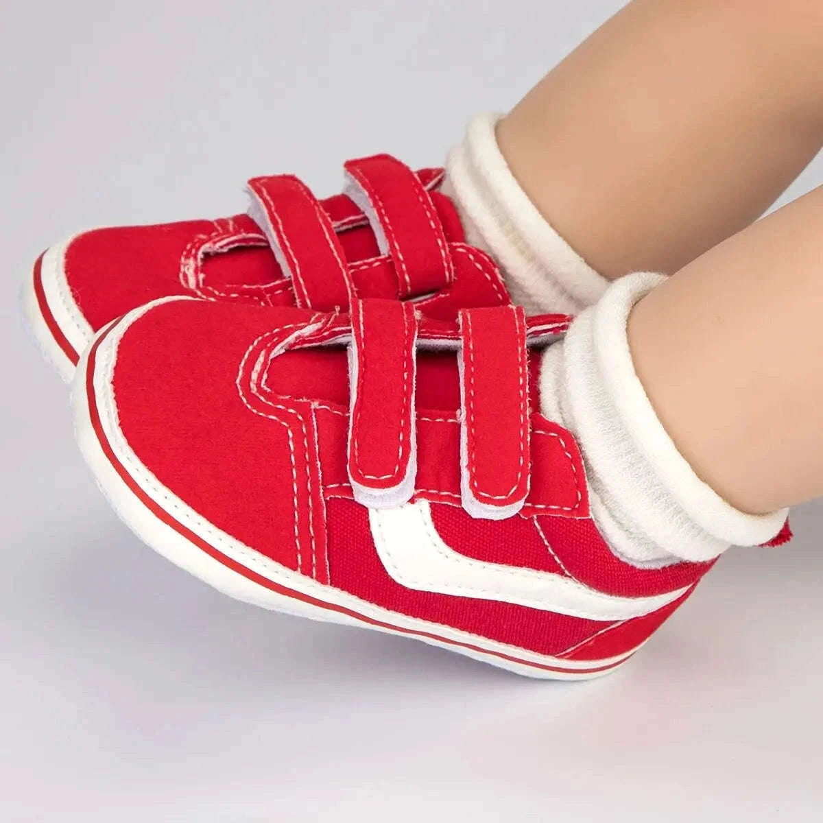 Baby Canvas Sneakers with Classic Stripes-Black / 7-12 months