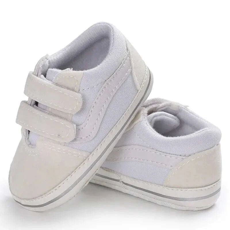 Baby Canvas Sneakers with Classic Stripes-Black / 7-12 months