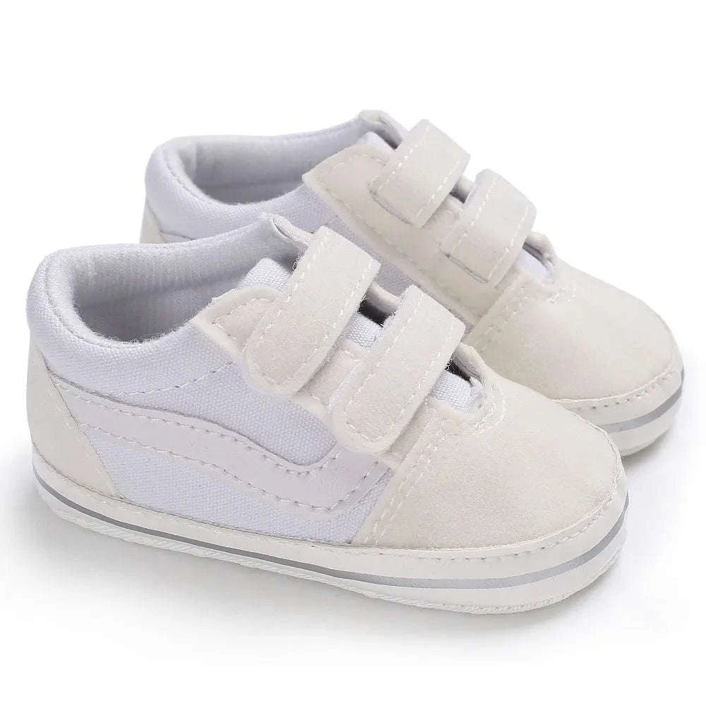Baby Canvas Sneakers with Classic Stripes-Black / 7-12 months