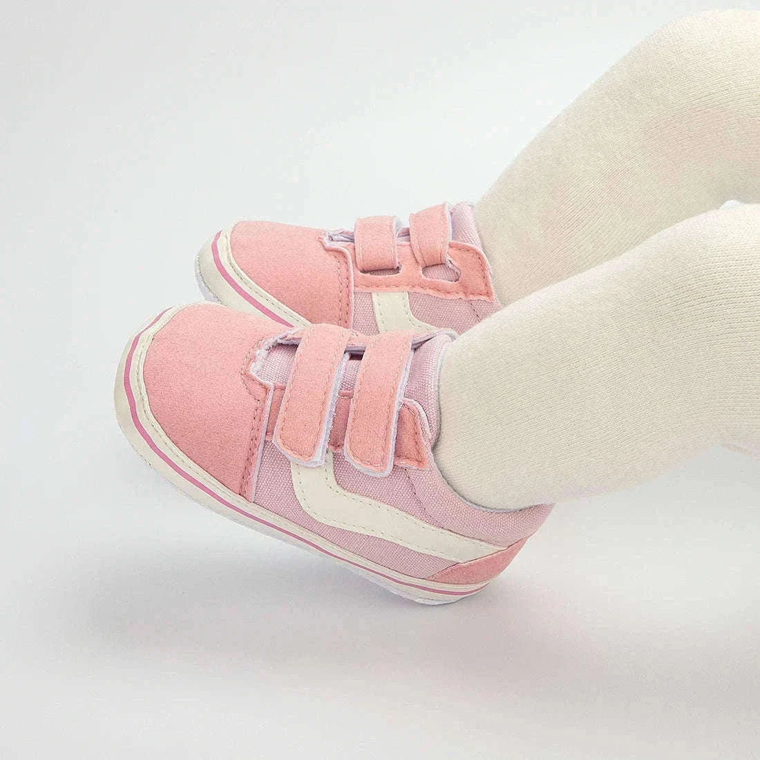 Baby Canvas Sneakers with Classic Stripes-Black / 7-12 months