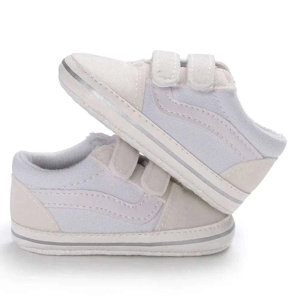 Baby Canvas Sneakers with Classic Stripes-Black / 7-12 months
