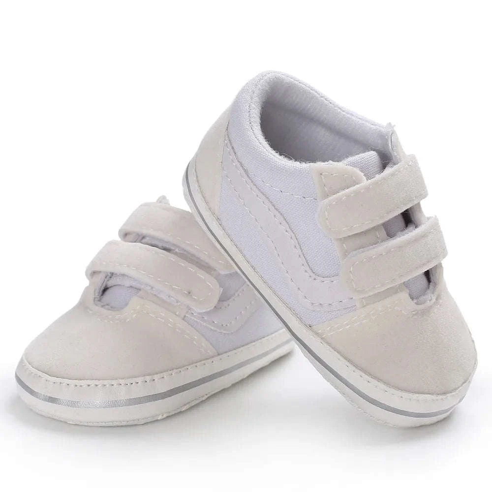 Baby Canvas Sneakers with Classic Stripes-Black / 7-12 months