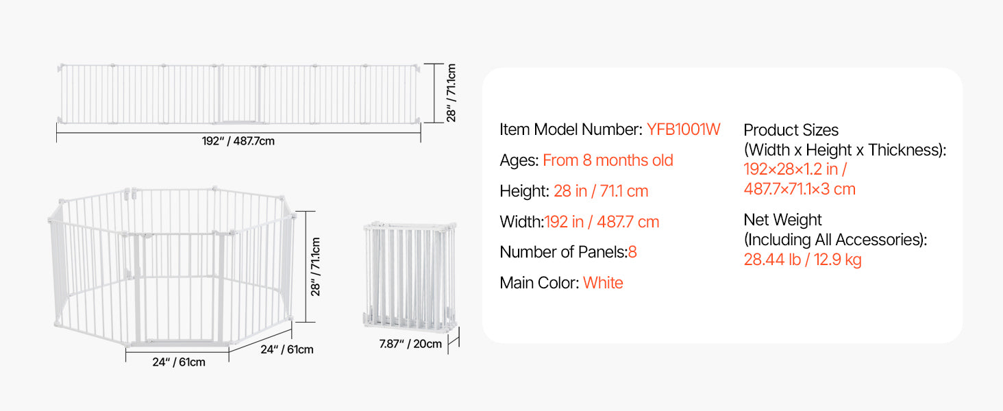 Adjustable Baby Gate with Auto-Close Door for Stairs and Doorways