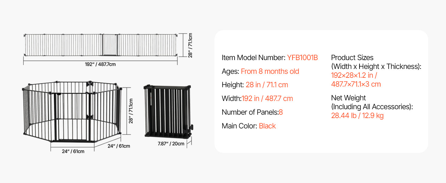 Adjustable Baby Gate with Auto-Close Door for Stairs and Doorways