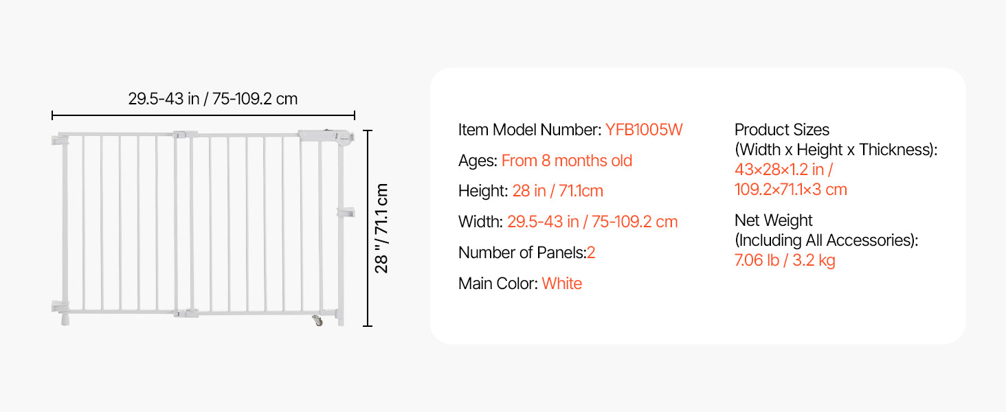 Adjustable Baby Gate for Child and Pet Safety