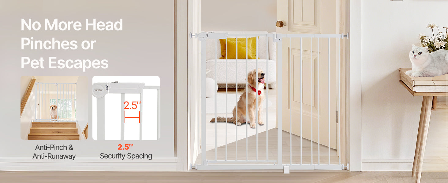 Adjustable Baby Gate with Auto-Close Door for Stairs and Doorways