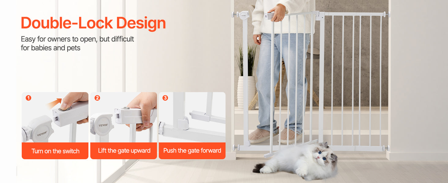 Adjustable Baby Gate with Auto-Close Door for Stairs and Doorways