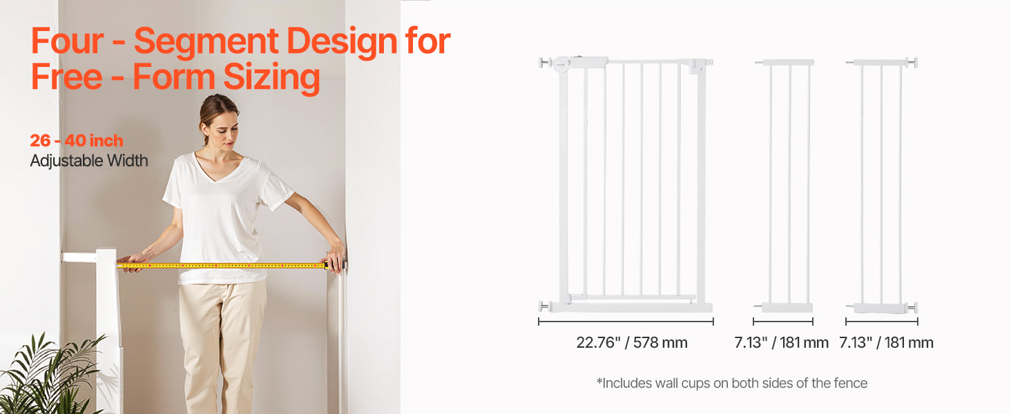 Adjustable Baby Gate with Auto-Close Door for Stairs and Doorways