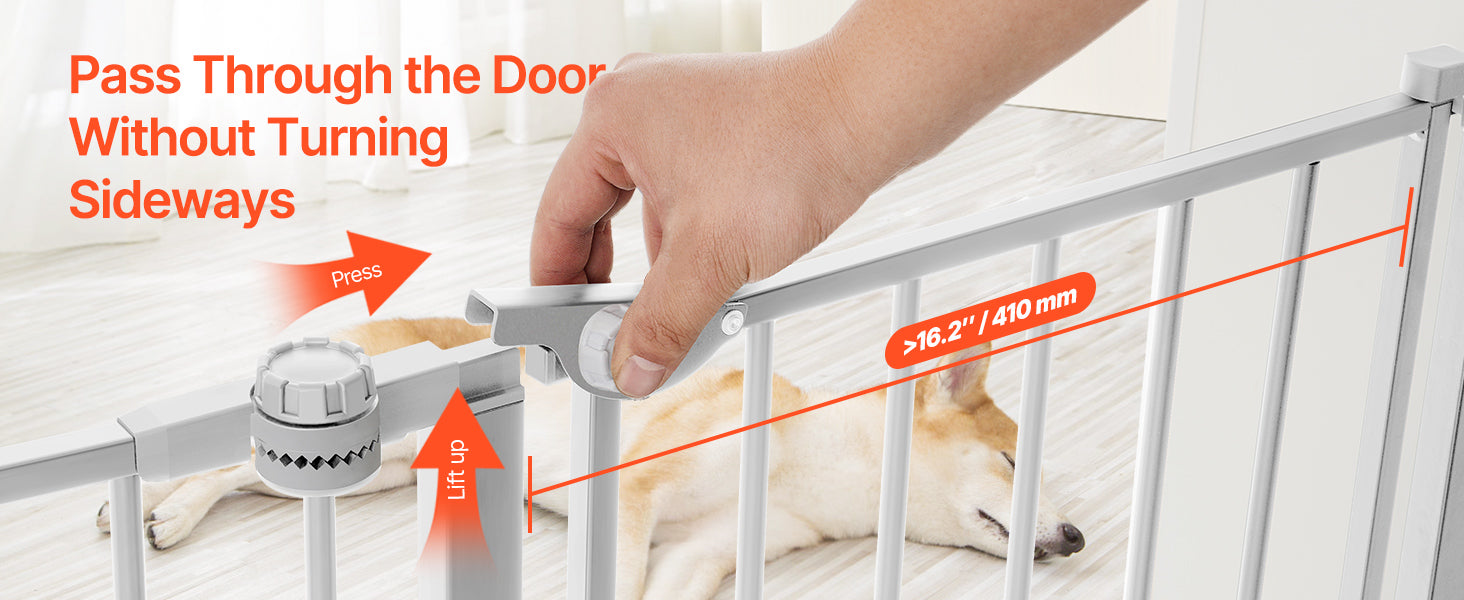Adjustable Baby Gate with Auto-Close Door for Stairs and Doorways