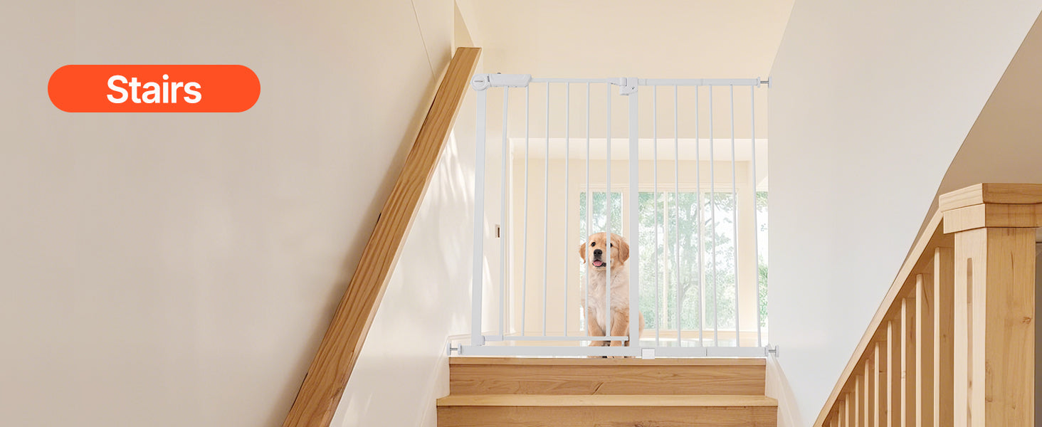 Adjustable Baby Gate with Auto-Close Door for Stairs and Doorways