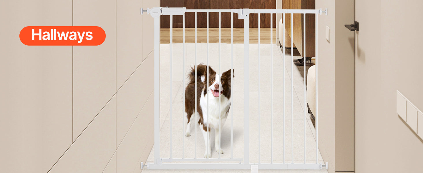 Adjustable Baby Gate with Auto-Close Door for Stairs and Doorways