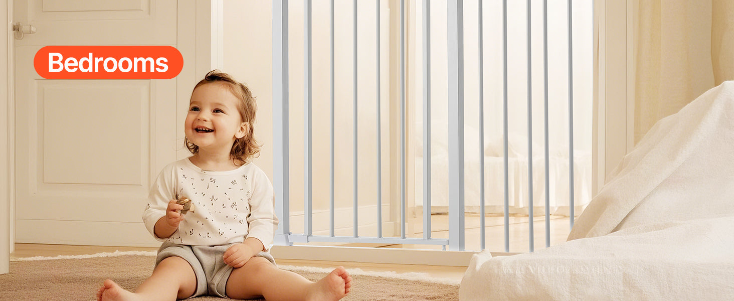 Adjustable Baby Gate with Auto-Close Door for Stairs and Doorways