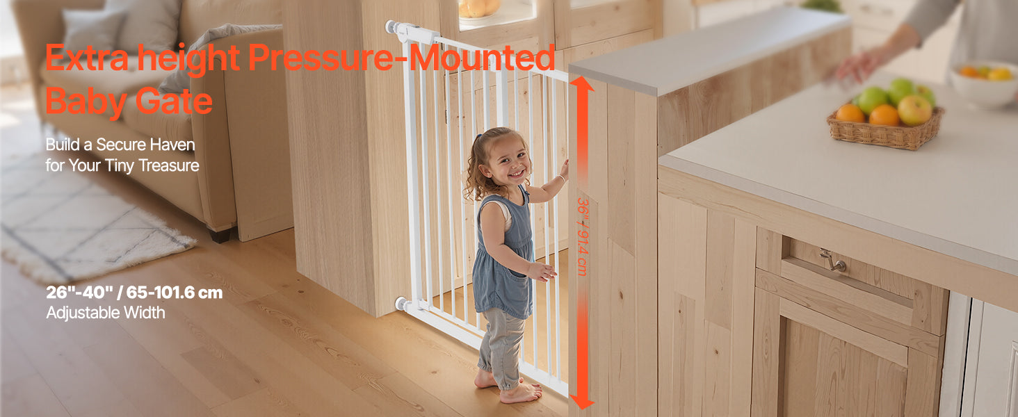 Adjustable Baby Gate with Auto-Close Door for Stairs and Doorways