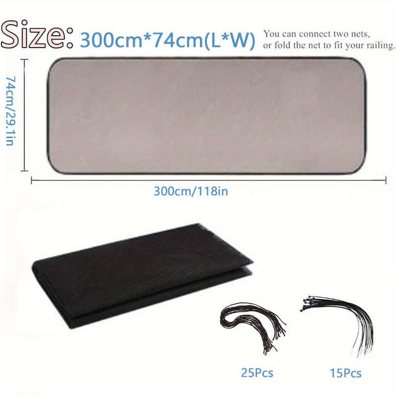 Baby Gate for Stairs Mesh Safety Net for Kids and Pets-Black