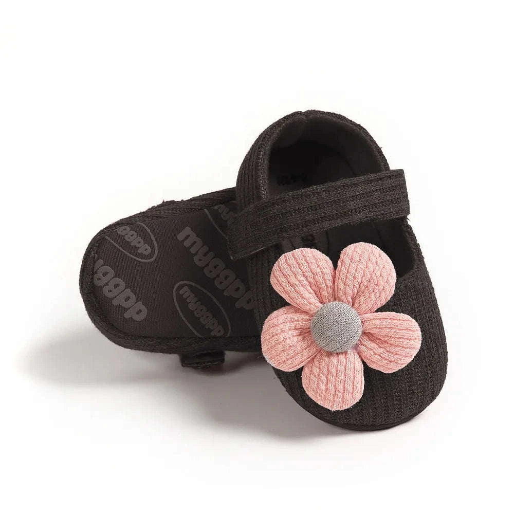 Baby Girls Cotton Shoes Retro Prewalkers-gray flower / 0-6 Months