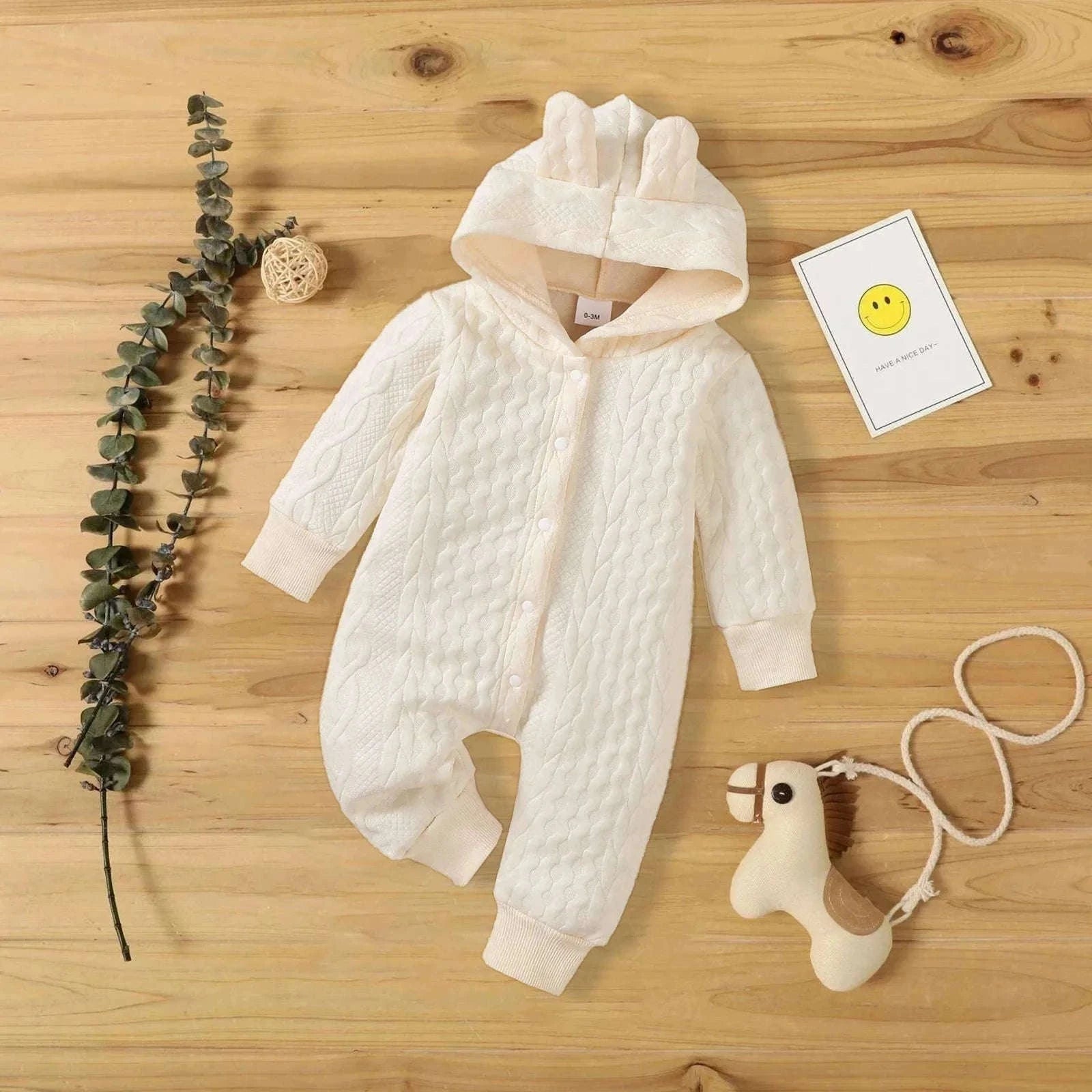 Baby Hooded Romper with Ears for Newborns to 18 Months-22109809 / 0-3M