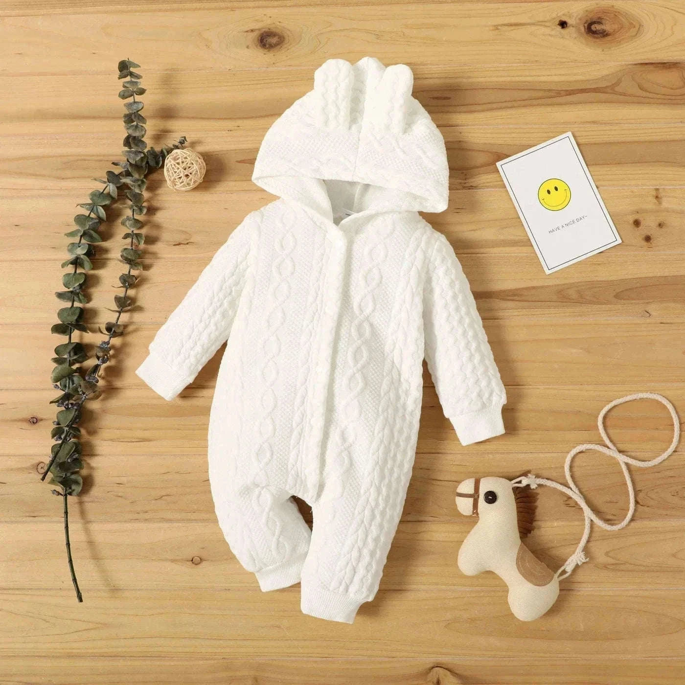 Baby Hooded Romper with Ears for Newborns to 18 Months-22109809 / 0-3M