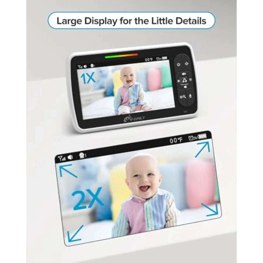 Baby Monitor with 5 Screen, 1080P Video, 30H Battery, No WiFi-United States / 1Camera