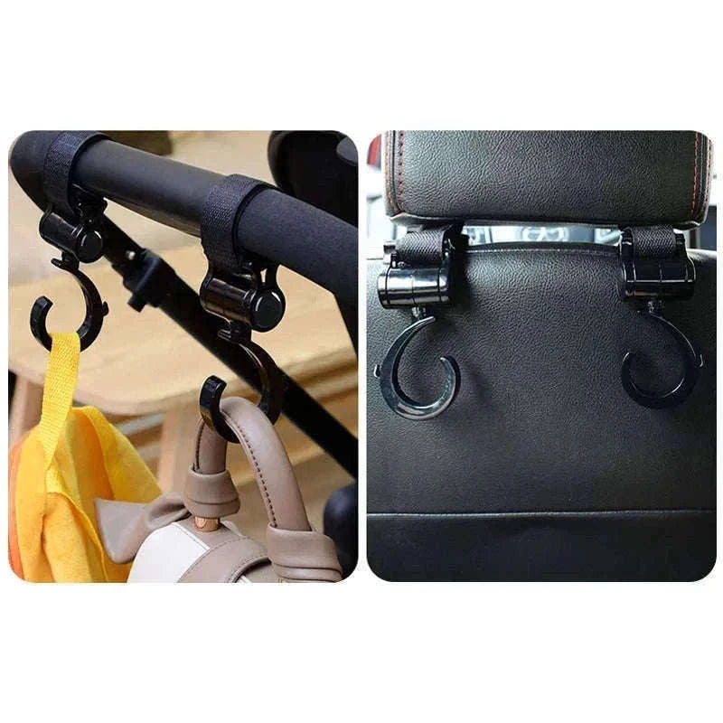 Baby Stroller Hook for Hands-Free Carrying and Easy Organization-black