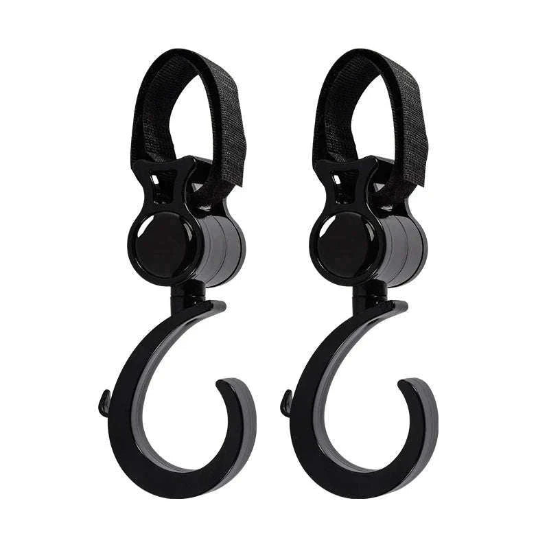 Baby Stroller Hook for Hands-Free Carrying and Easy Organization-black