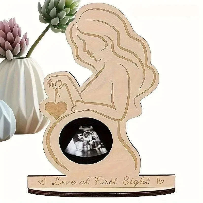 Baby Ultrasound Photo Frame Wood Sonogram Keepsake-Default Title