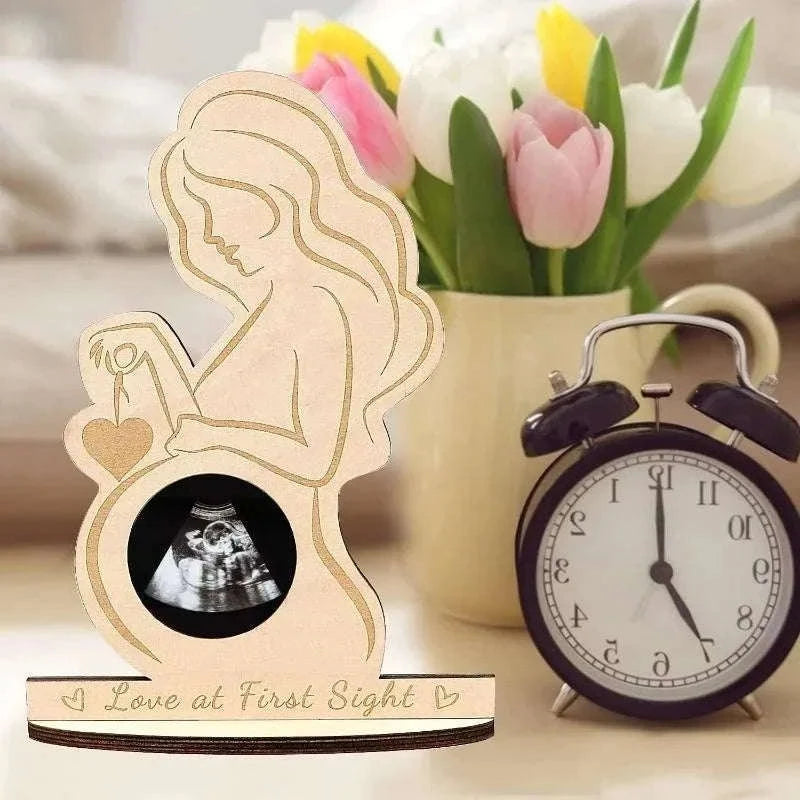 Baby Ultrasound Photo Frame Wood Sonogram Keepsake-Default Title