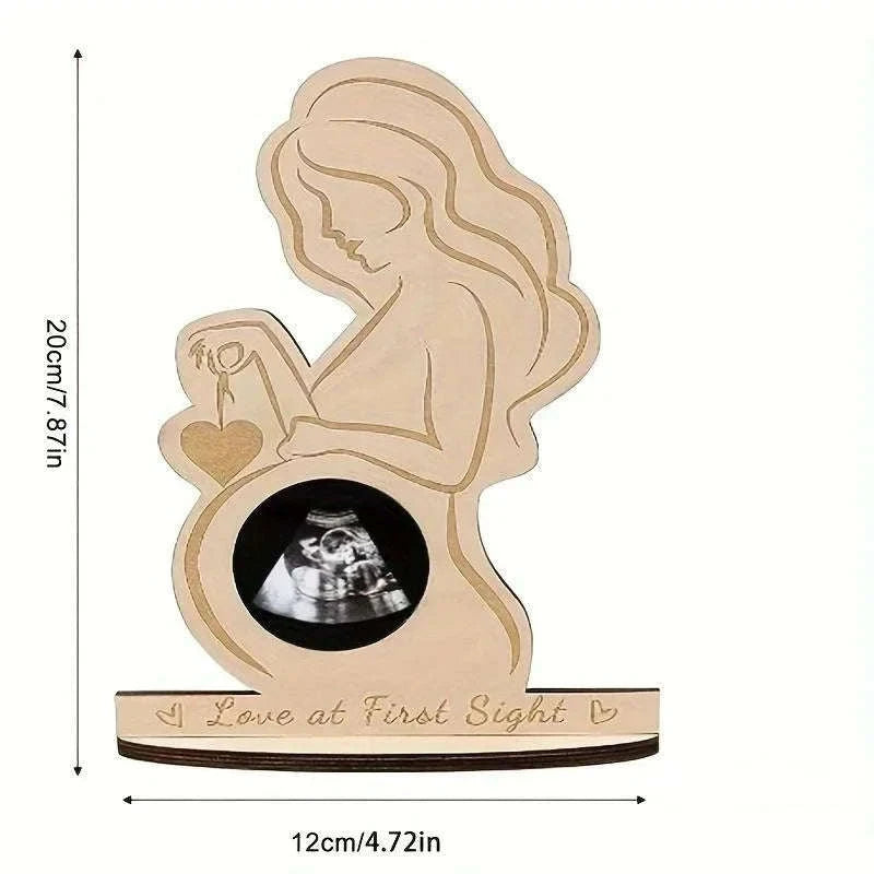 Baby Ultrasound Photo Frame Wood Sonogram Keepsake-Default Title