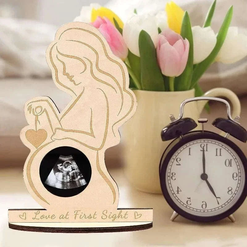 Baby Ultrasound Photo Frame Wood Sonogram Keepsake-Default Title