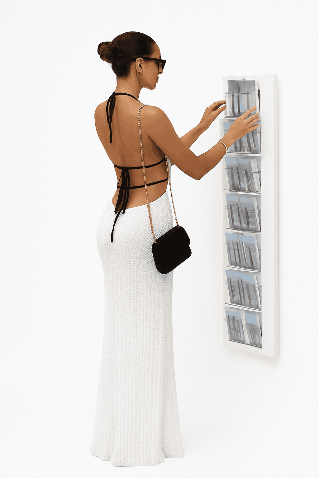 Backless Halter Lace-Up Maxi Dress – Slim Fit Summer Club Style-WHITE / L